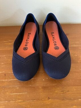 Rothy's The Daily Flat Womens 6.5 Maritime Navy Blue Round Toe Ballet Shoe Knit
